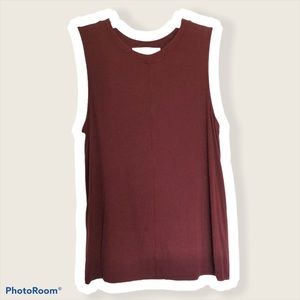 Loft Burgundy Top • Sleeveless High Neck Shirt